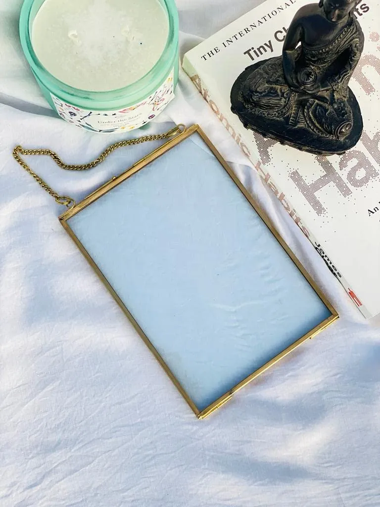 ARTINCO Home Decor 2 Sides Glass & Metal Hanging Picture Frame 5x7 inch