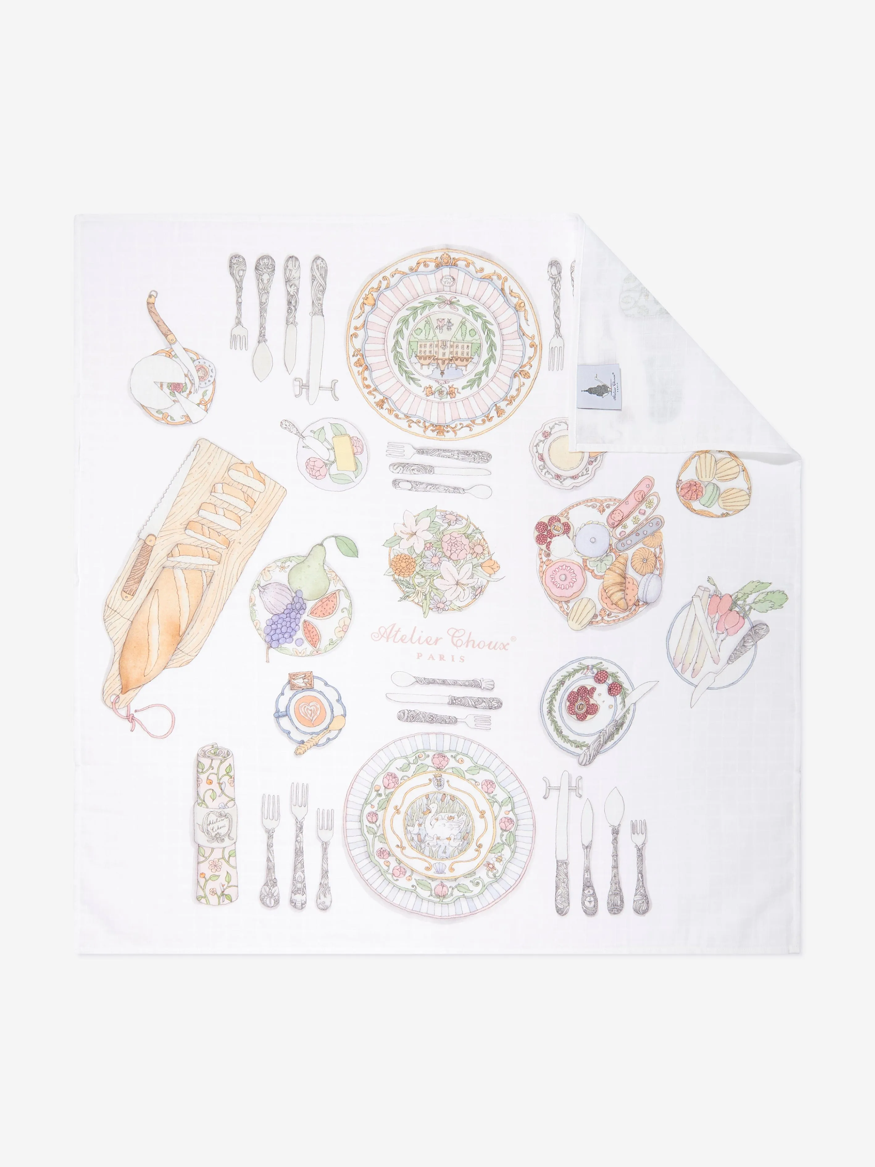 Atelier Choux Baby Bon Appétit Paris 3 Swaddles Set in Blue