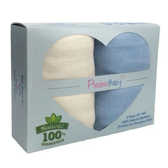 Baby First Baby Muslin Wrap Blue 2Pk