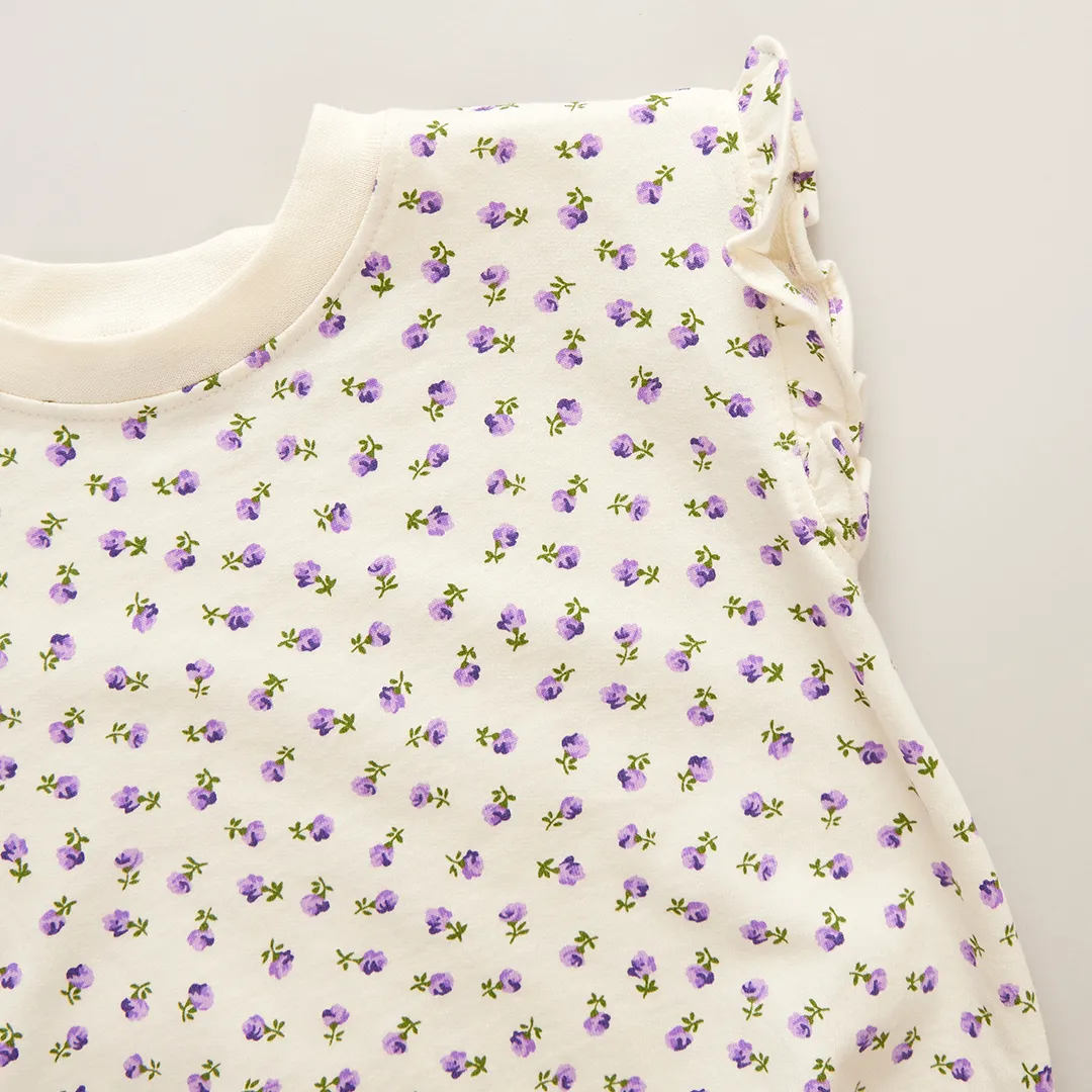 Baby Girls Organic Sweatshirt Bubble - Tiny Purple Roses