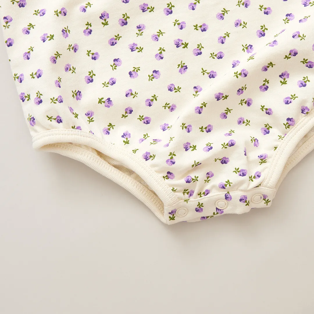 Baby Girls Organic Sweatshirt Bubble - Tiny Purple Roses