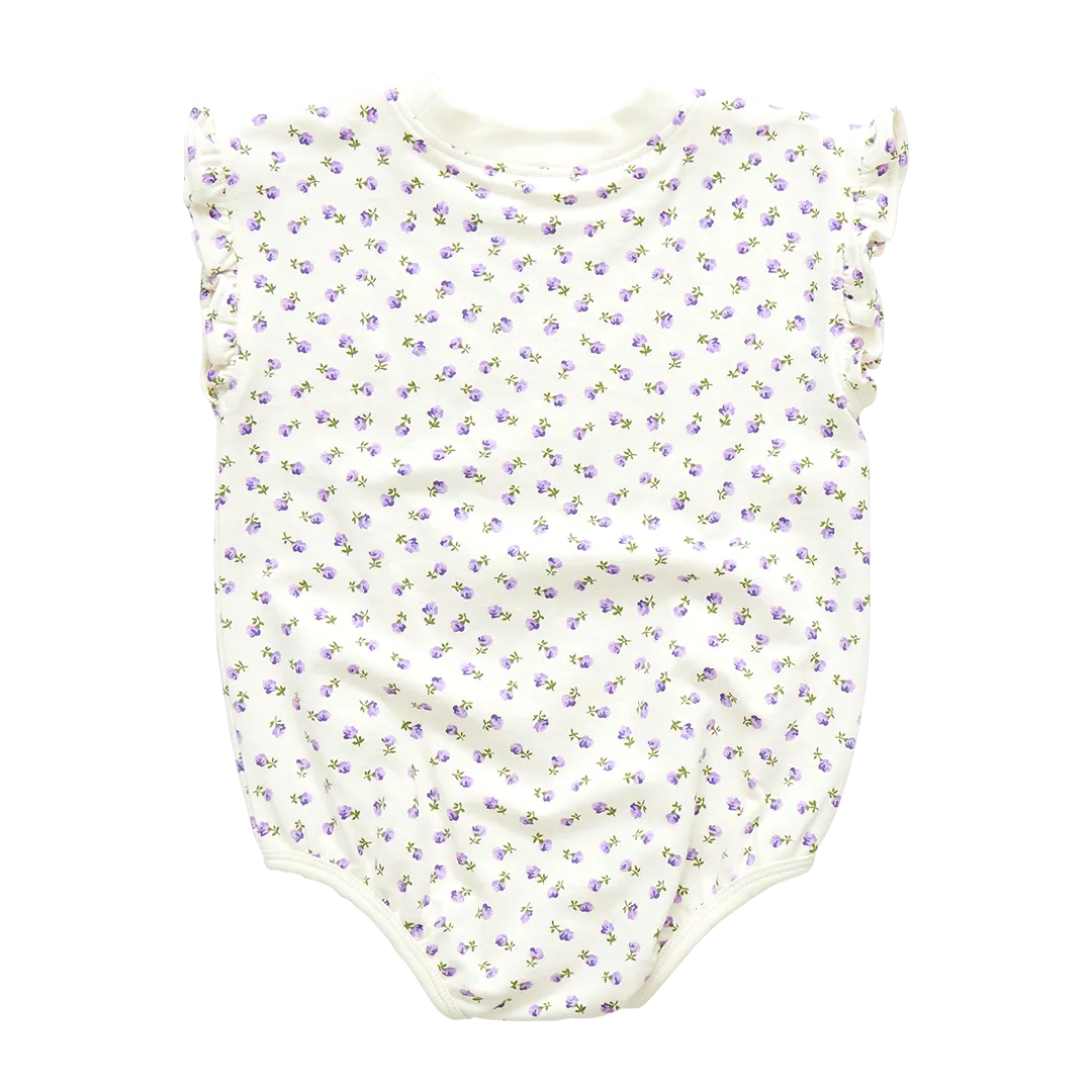 Baby Girls Organic Sweatshirt Bubble - Tiny Purple Roses