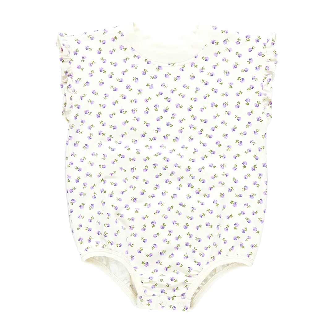 Baby Girls Organic Sweatshirt Bubble - Tiny Purple Roses