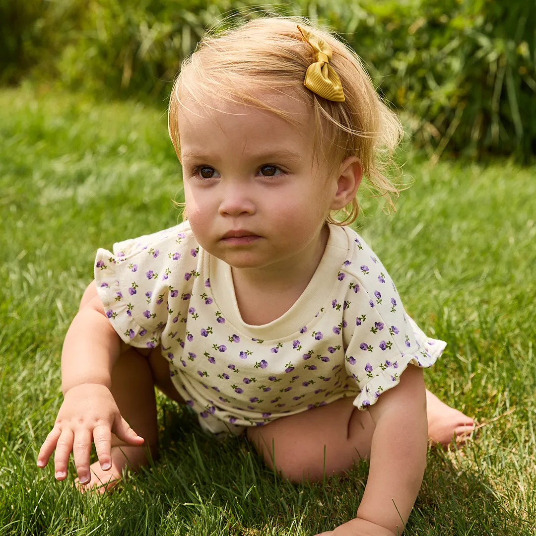 Baby Girls Organic Sweatshirt Bubble - Tiny Purple Roses