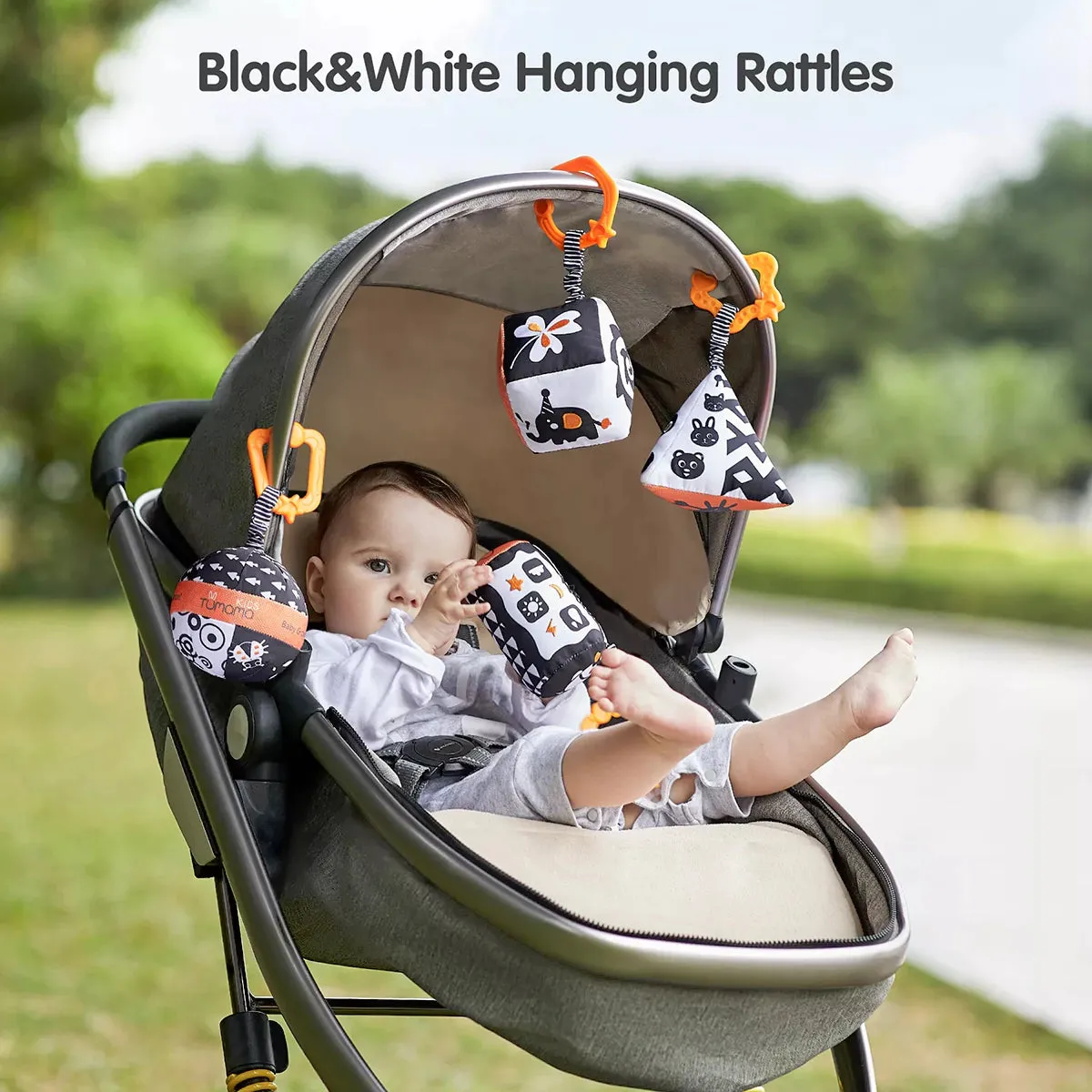 Baby high contrast shapes set toy black and white stroller car seat plush rattle and teething toy for babies infant newborn 0 Month 