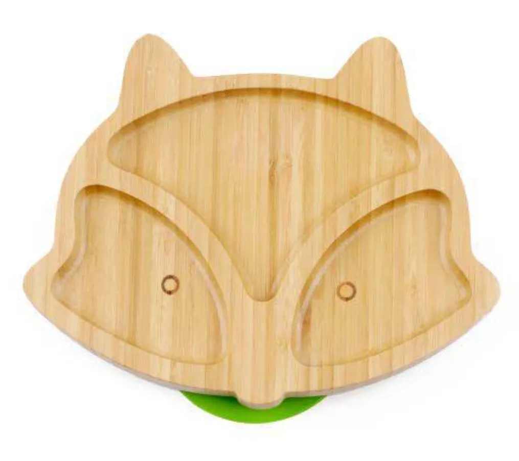 Baby Sucker Bowl Bamboo Cartoon Children'S Disk With Suction Cup Silicone Spoon Set Children'S Dinner Plate Bamboo Children'S Bowl