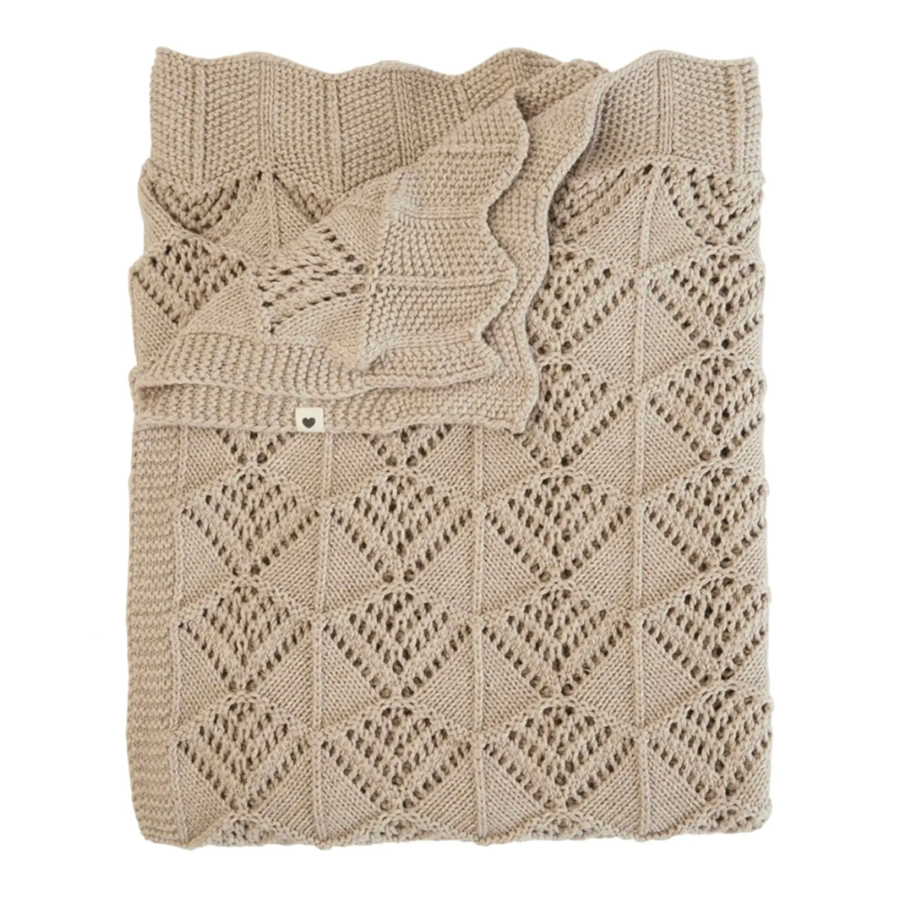 Bibs - Knitted blanket, 100% organic cotton, wavy vanilla