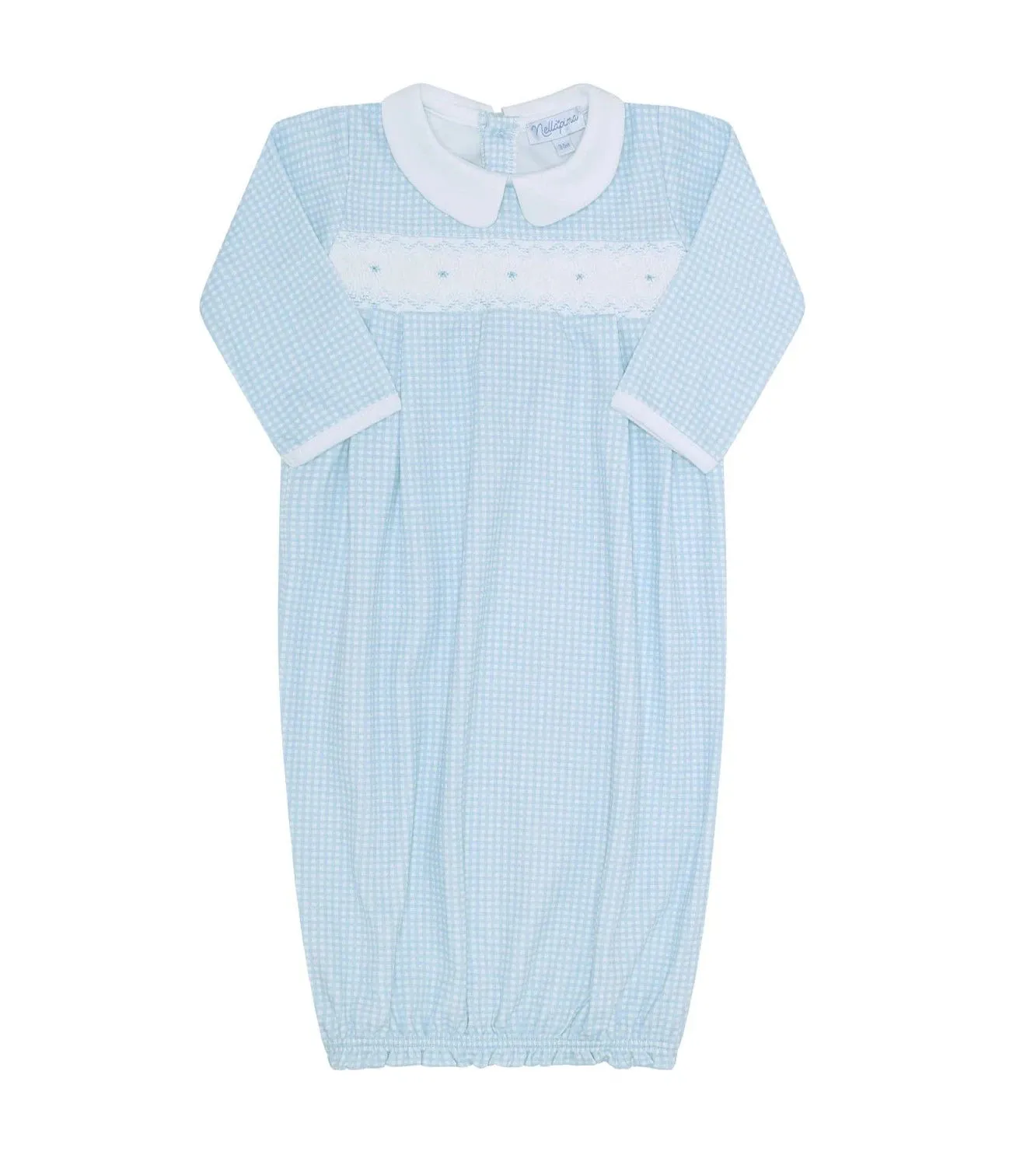 Blue Gingham Smocked Gown