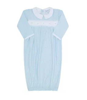 Blue Gingham Smocked Gown