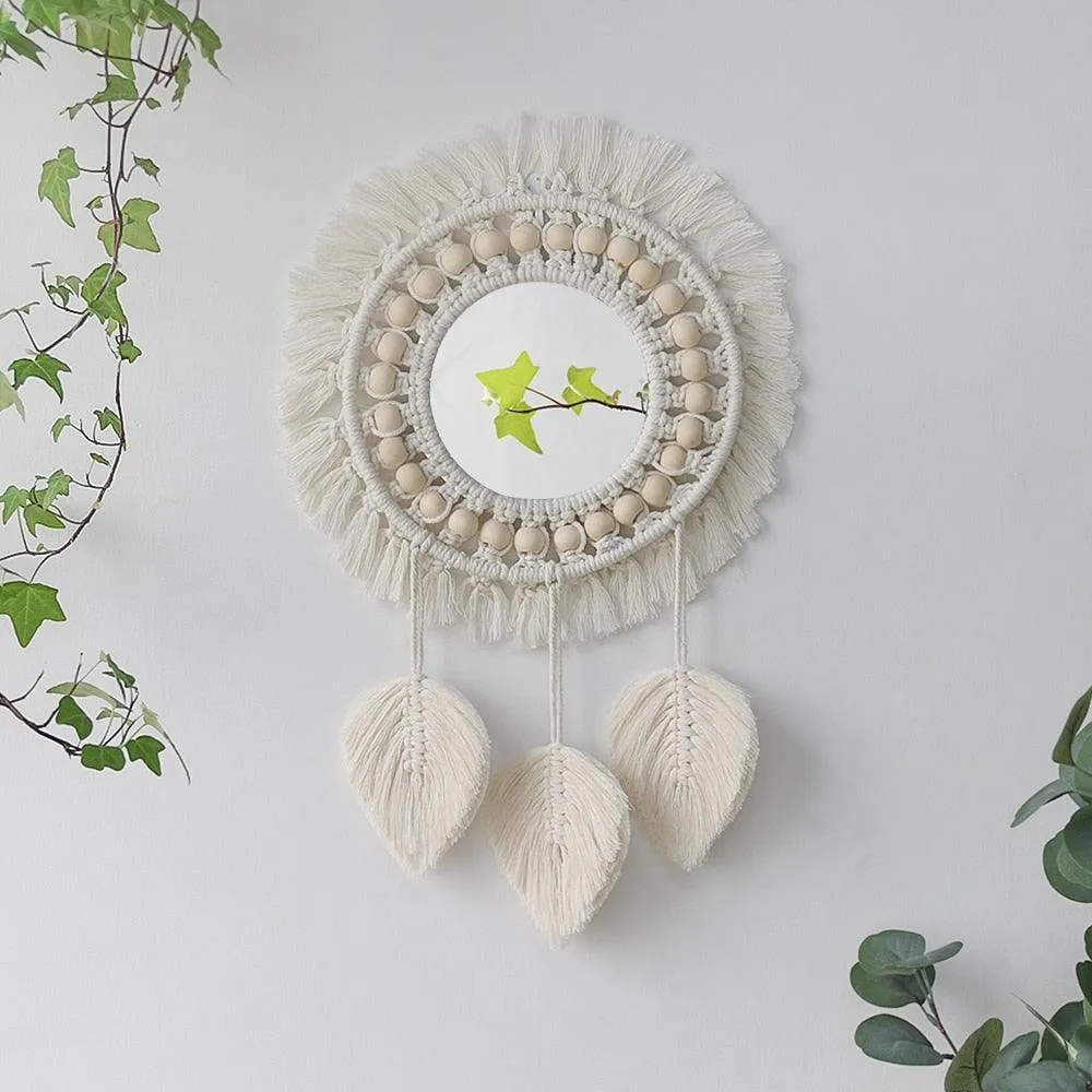 Boho Macrame Round Mirror Decorative