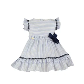 CLEARANCE SALE Miranda - Girls White, Baby Blue & Navy Dress 609V 3yrs