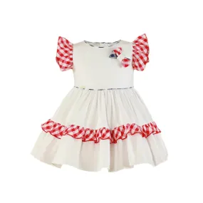 CLEARANCE SALE Miranda - Girls White, Red & Navy Dress 241V 2yr