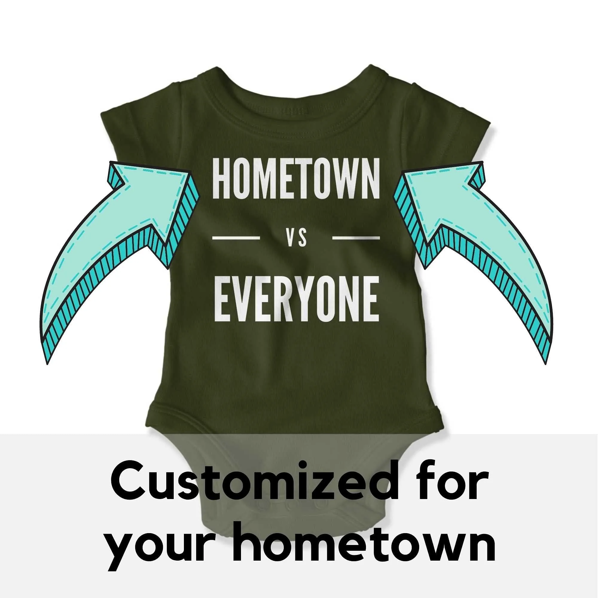 Customizable Hometown vs Everyone Baby Onesie