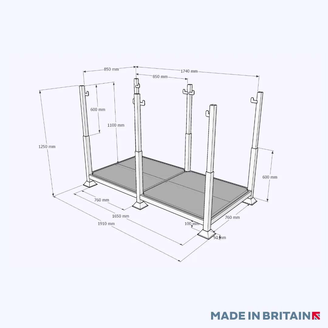Double Bulk/Tonne Bag Holding Frame with Removable Legs