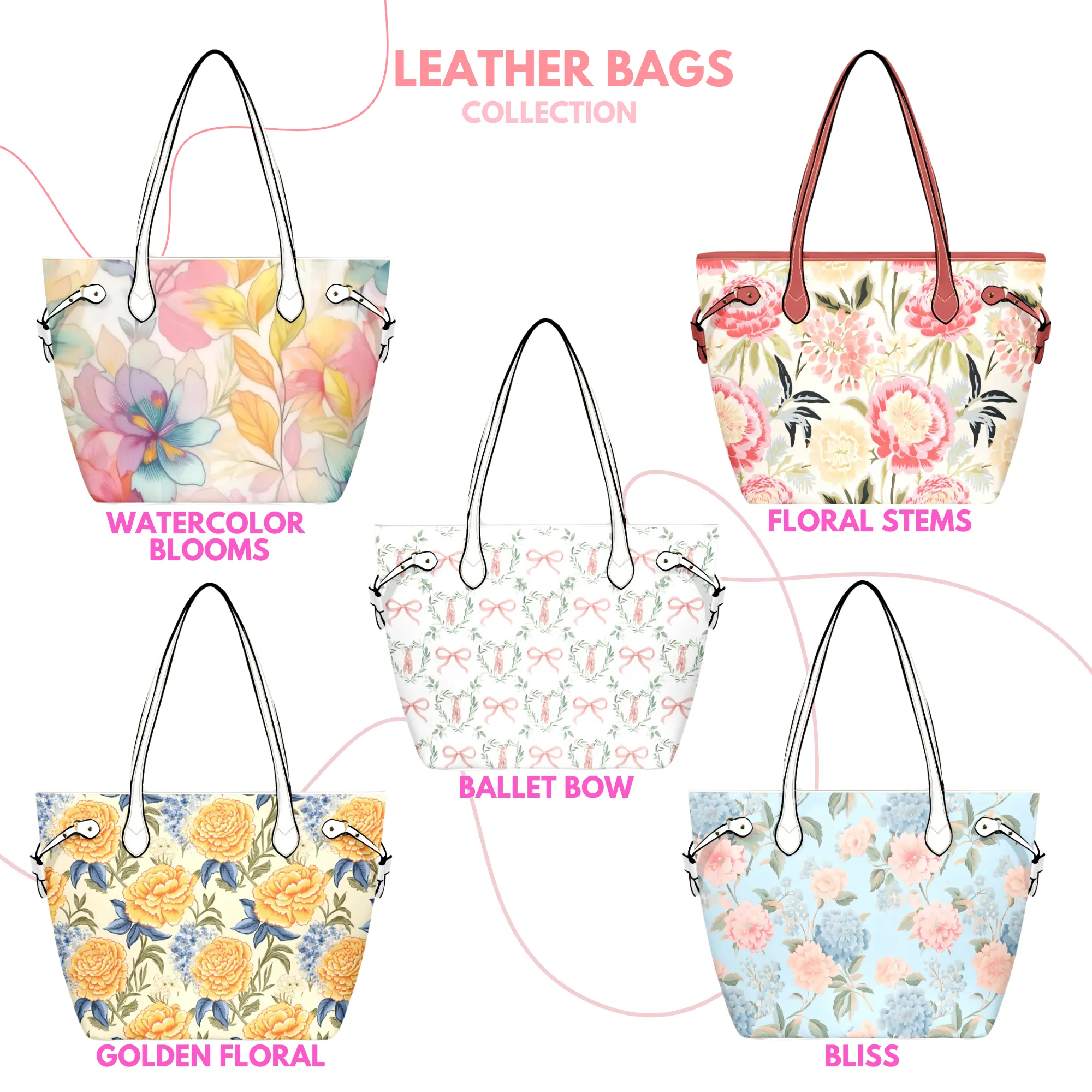 Dusty Rose Floral Leather Bag | Perfect Gift for Her | Elegant & Durable Fashion Tote