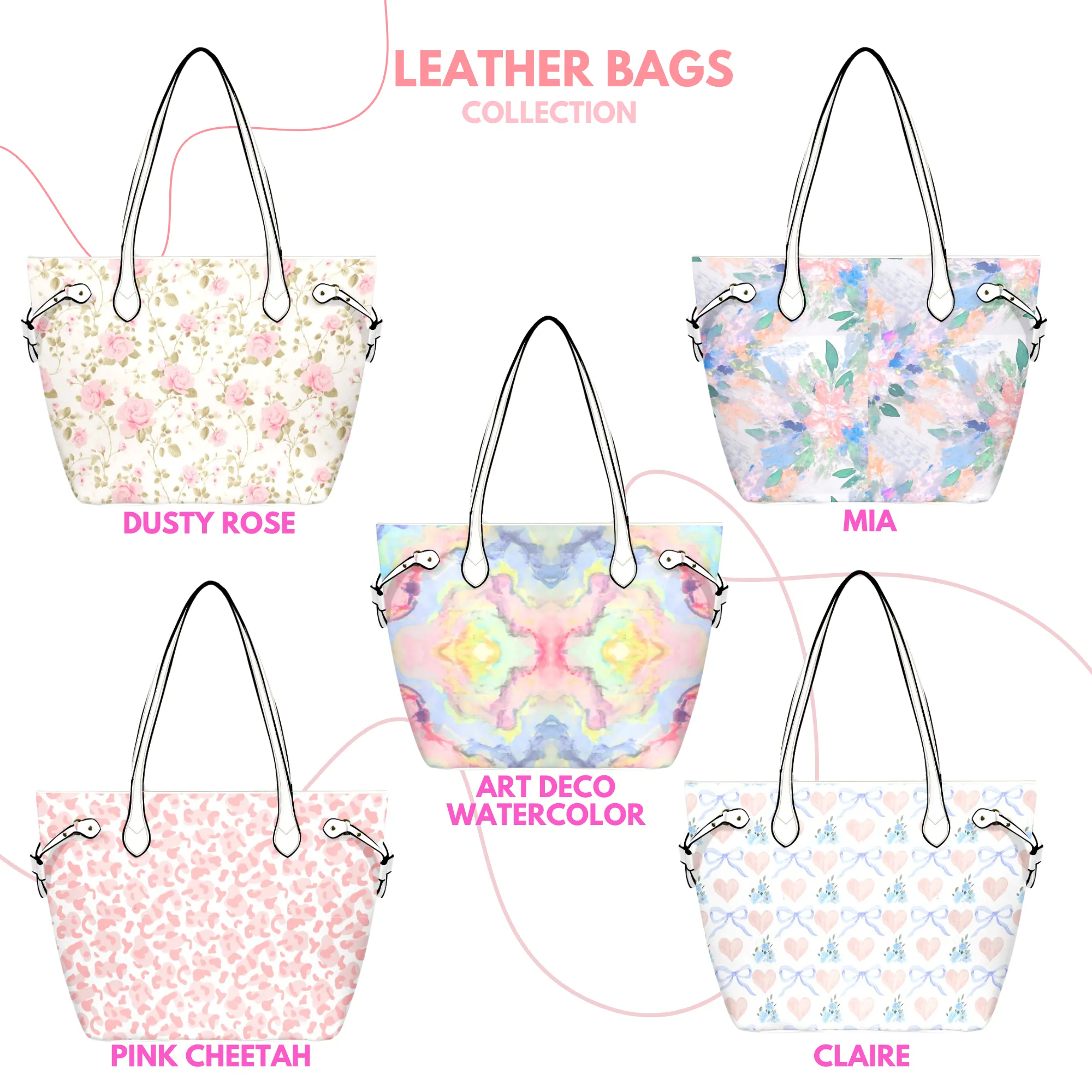 Dusty Rose Floral Leather Bag | Perfect Gift for Her | Elegant & Durable Fashion Tote