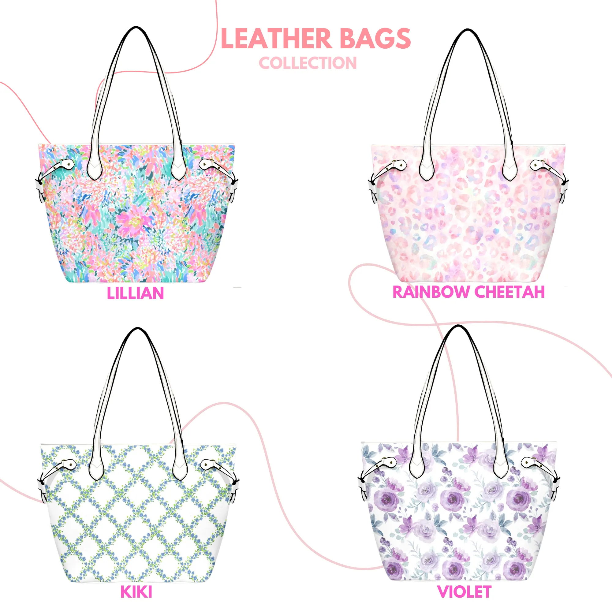Dusty Rose Floral Leather Bag | Perfect Gift for Her | Elegant & Durable Fashion Tote