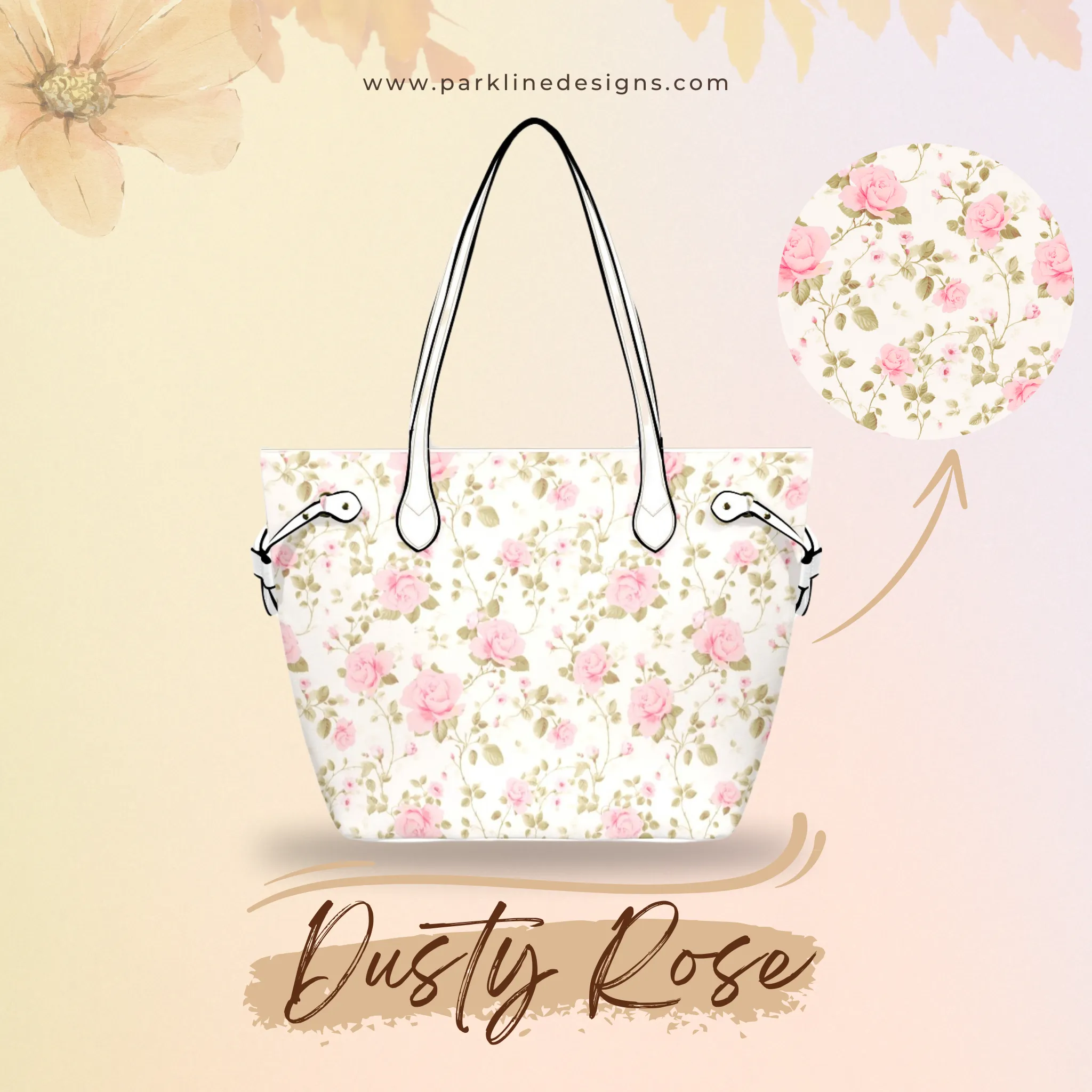 Dusty Rose Floral Leather Bag | Perfect Gift for Her | Elegant & Durable Fashion Tote