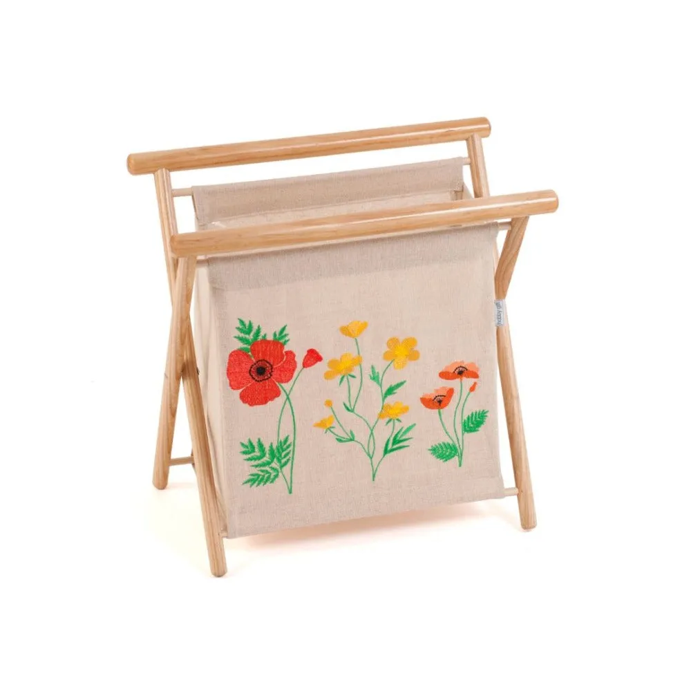 Embroidered Wildflowers Folding Knitting Bag