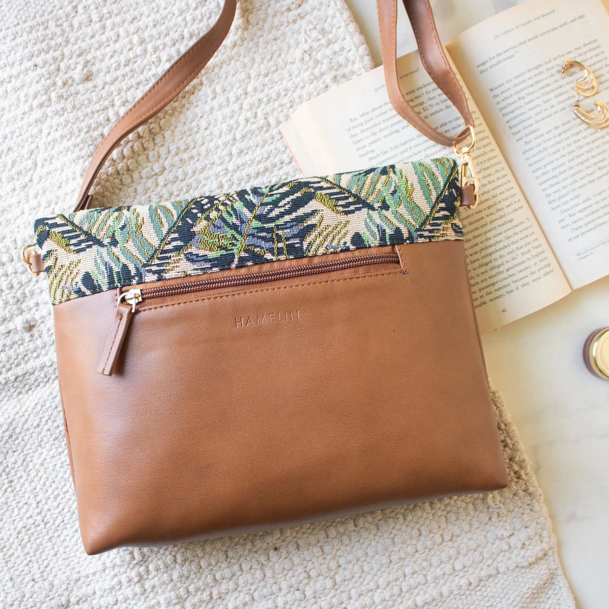 Fold Over Sling Bag - Green Maple (Sample Sale)