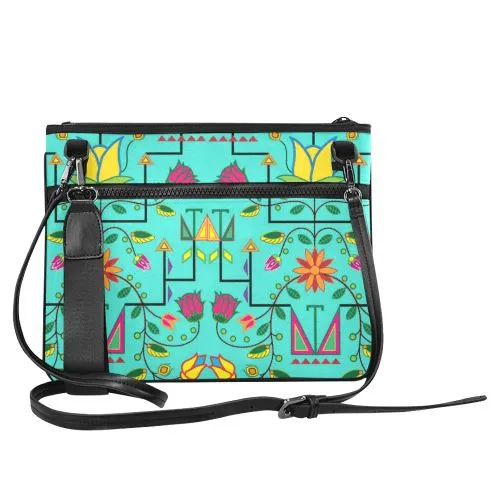 Geometric Floral Summer-Sky Slim Clutch Bag
