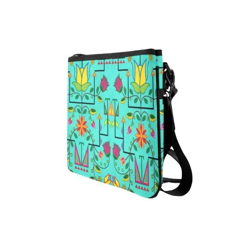 Geometric Floral Summer-Sky Slim Clutch Bag