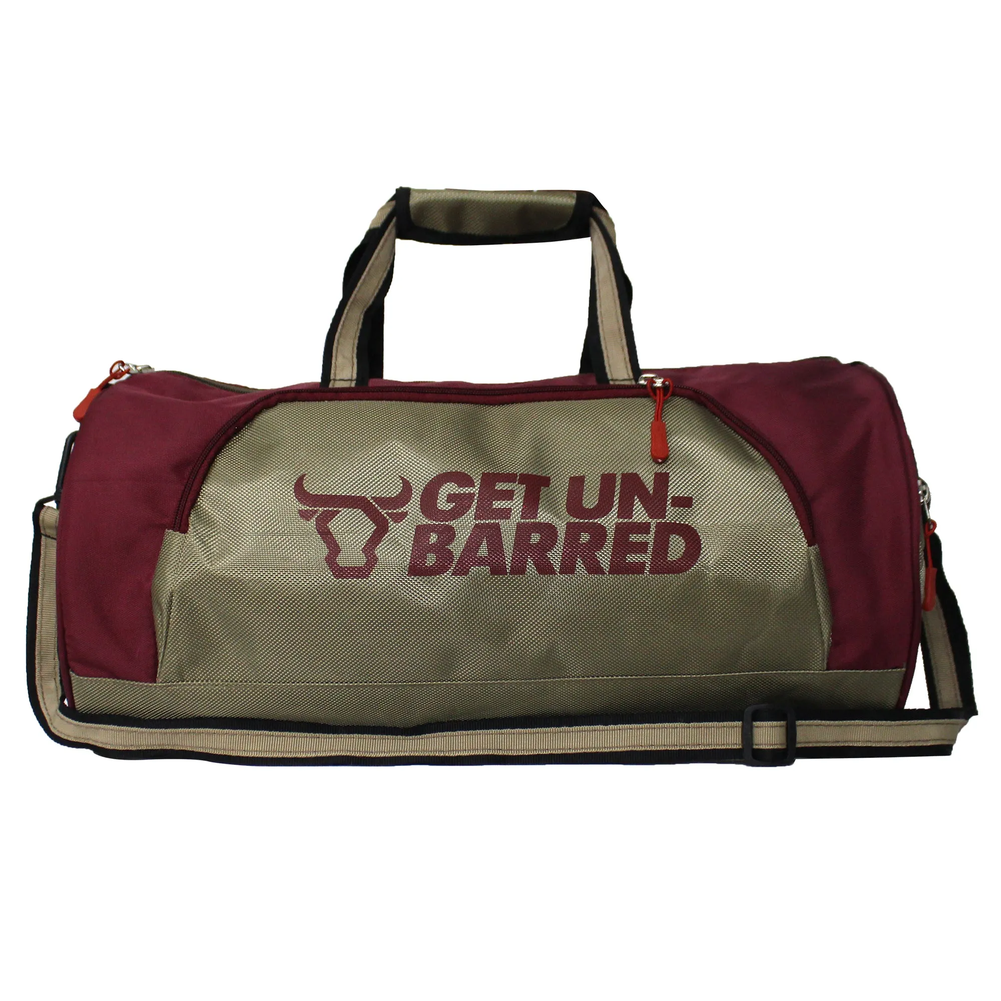 Get-Un-Barred Discover Duffle Bag for Gym & Sports with Side Pocket (Cherry Red  Beige)