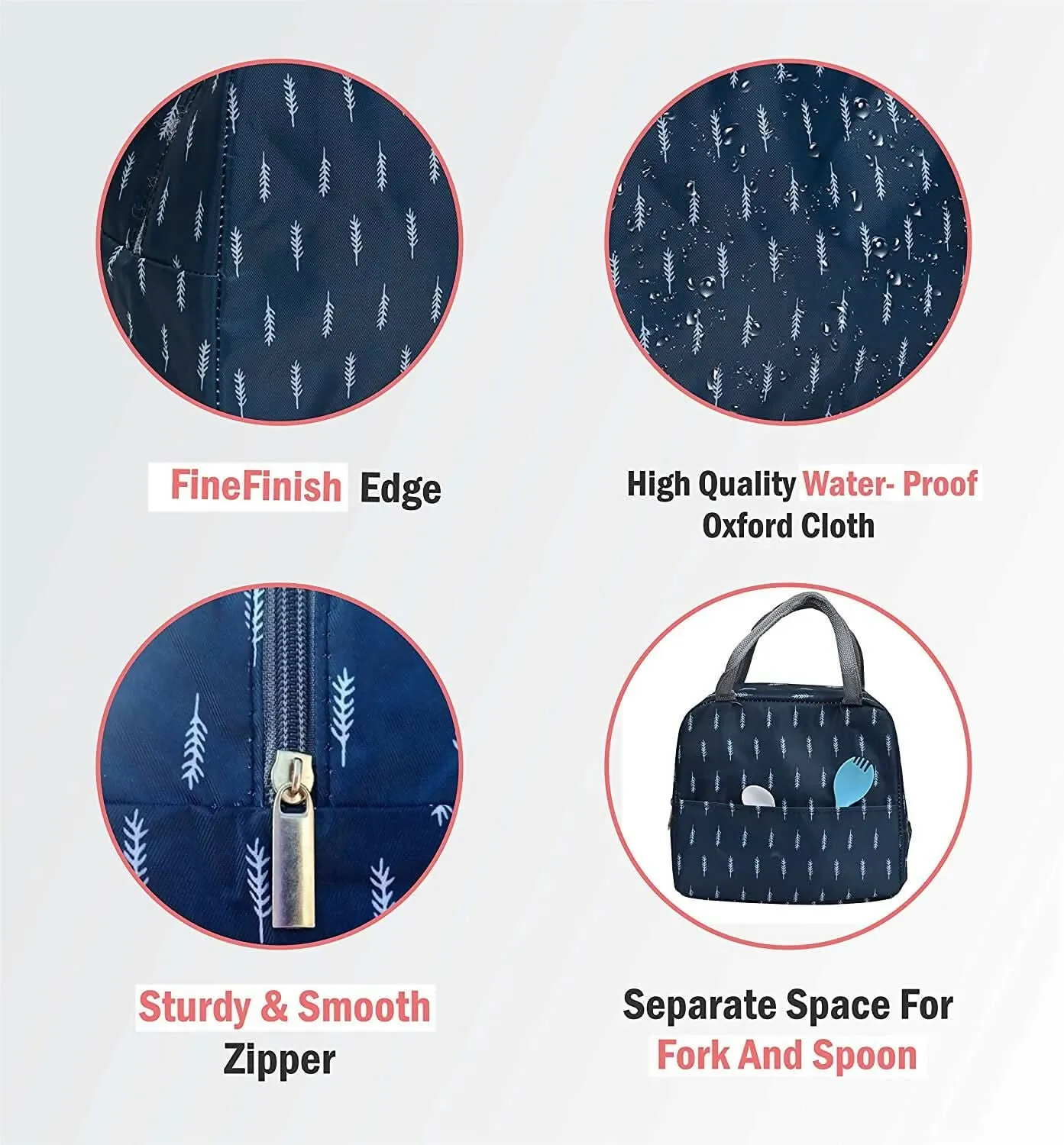 Grey Insulated Canvas Lunch Bag for Office, Picnic & Travel