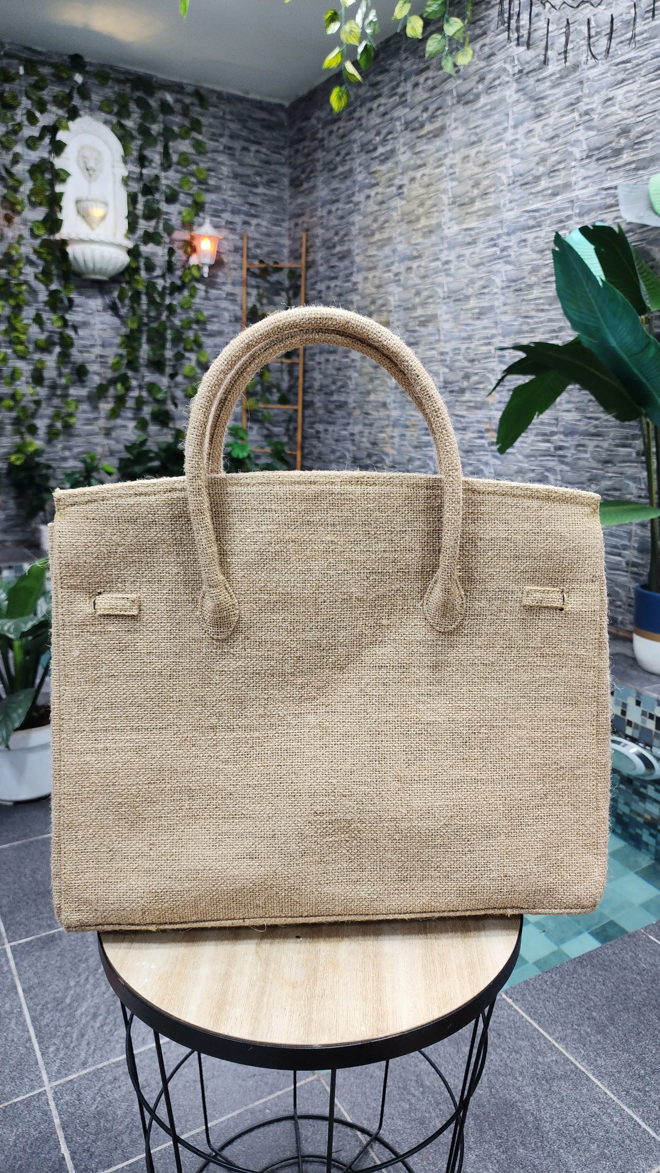 Handmade burlap / jute bag, Large size (45cm)_style 7