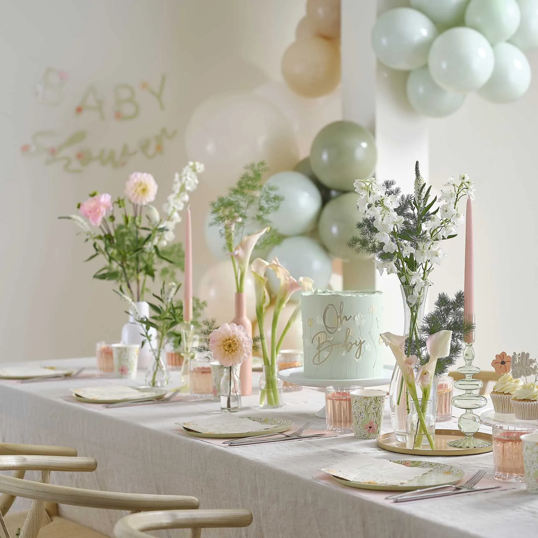 Hello Baby Floral Baby Shower Napkins (pack of 16)