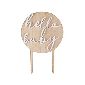 Hello Baby Wood and Acrylic Baby Shower Cake Topper