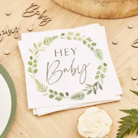 Hey Baby Shower Botanical Napkins (pack of 16)