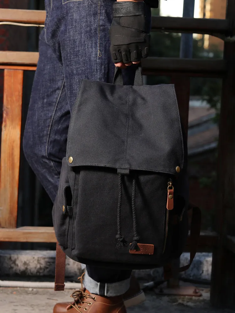 Ladies Canvas Drawstring Backpack Purse Travel Backpack Rucksack For Women
