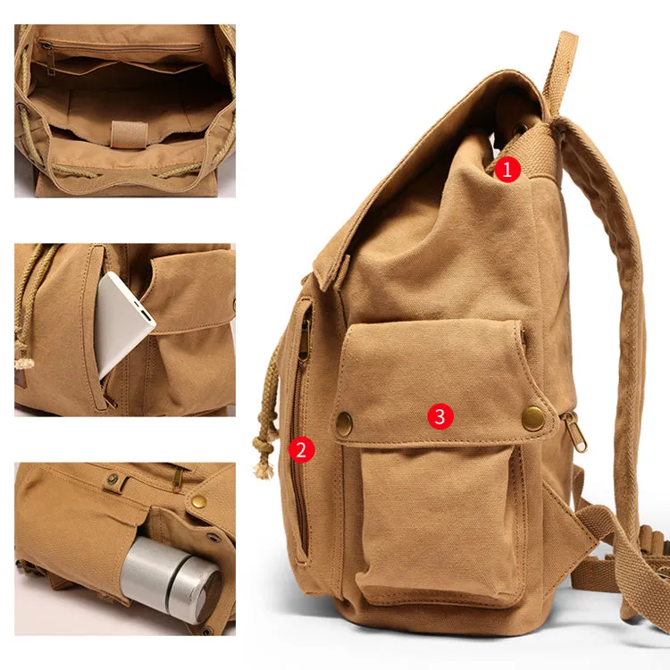 Ladies Canvas Drawstring Backpack Purse Travel Backpack Rucksack For Women