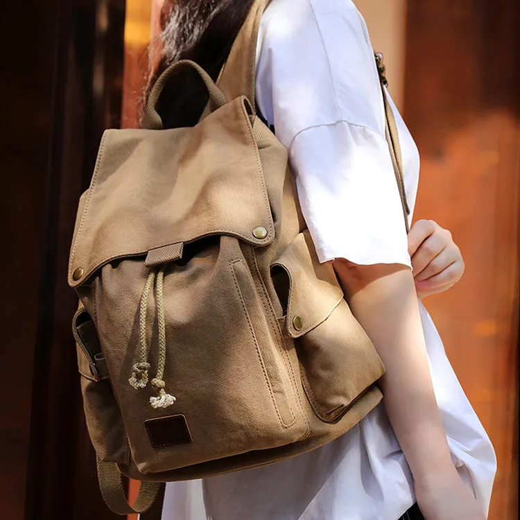 Ladies Canvas Drawstring Backpack Purse Travel Backpack Rucksack For Women