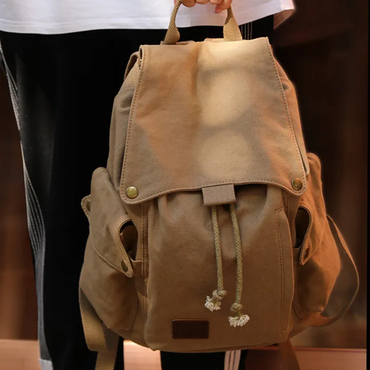 Ladies Canvas Drawstring Backpack Purse Travel Backpack Rucksack For Women