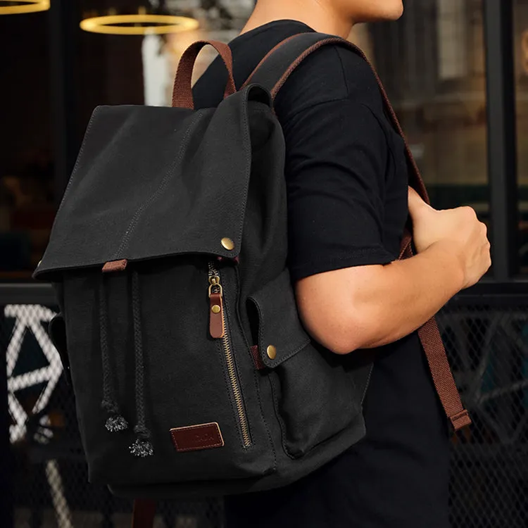 Ladies Canvas Drawstring Backpack Purse Travel Backpack Rucksack For Women