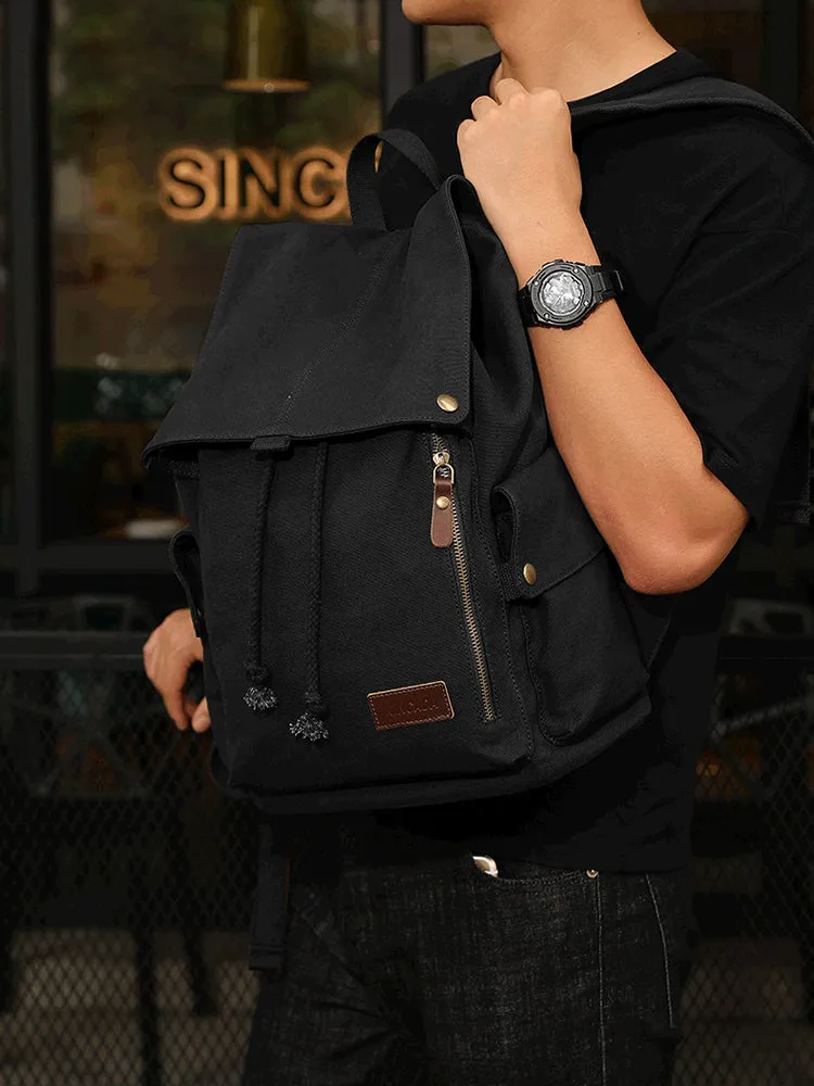 Ladies Canvas Drawstring Backpack Purse Travel Backpack Rucksack For Women
