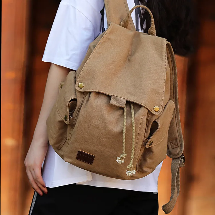 Ladies Canvas Drawstring Backpack Purse Travel Backpack Rucksack For Women