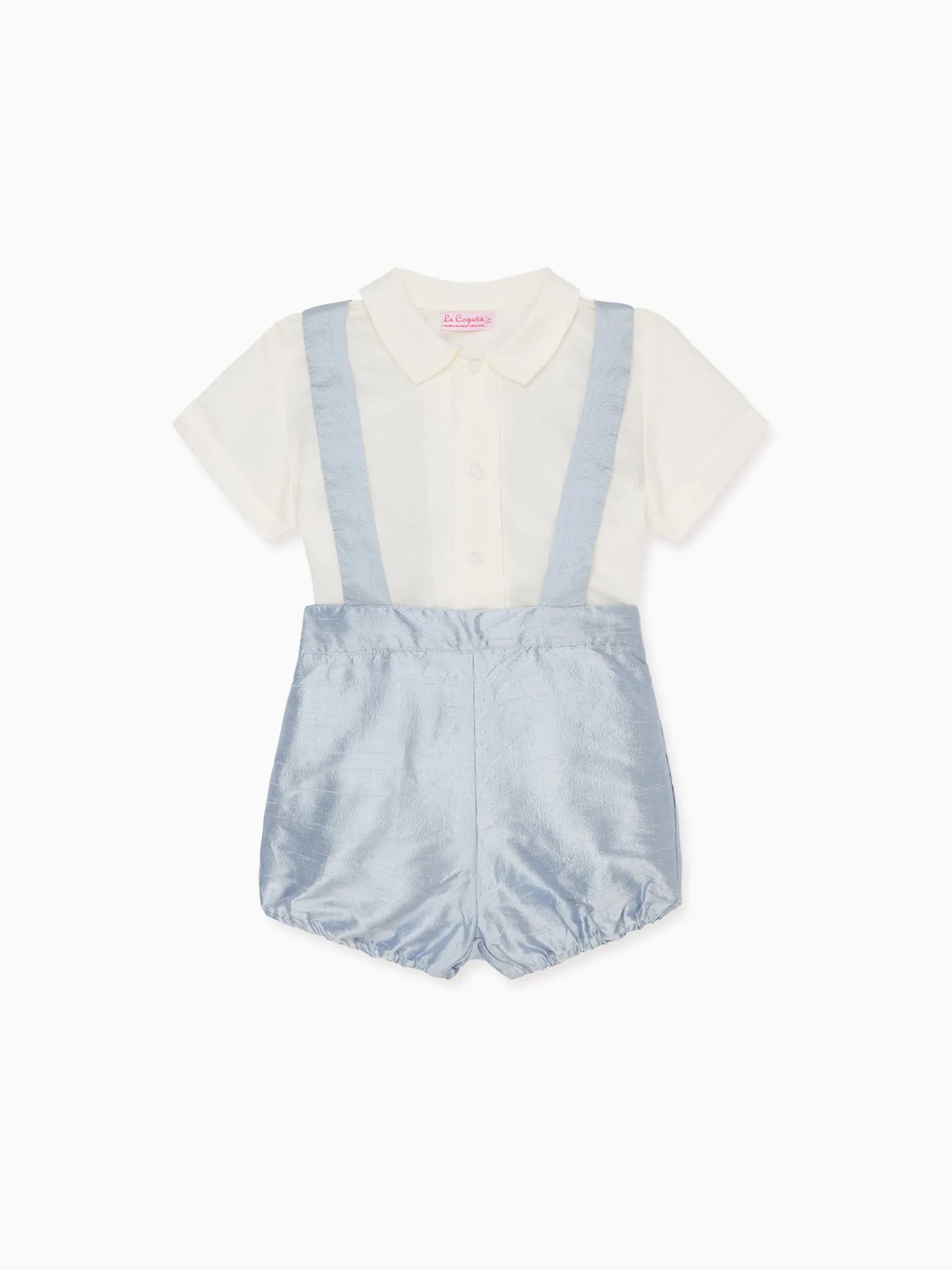 Light Blue Aliso Ceremony Silk Baby Boy Set
