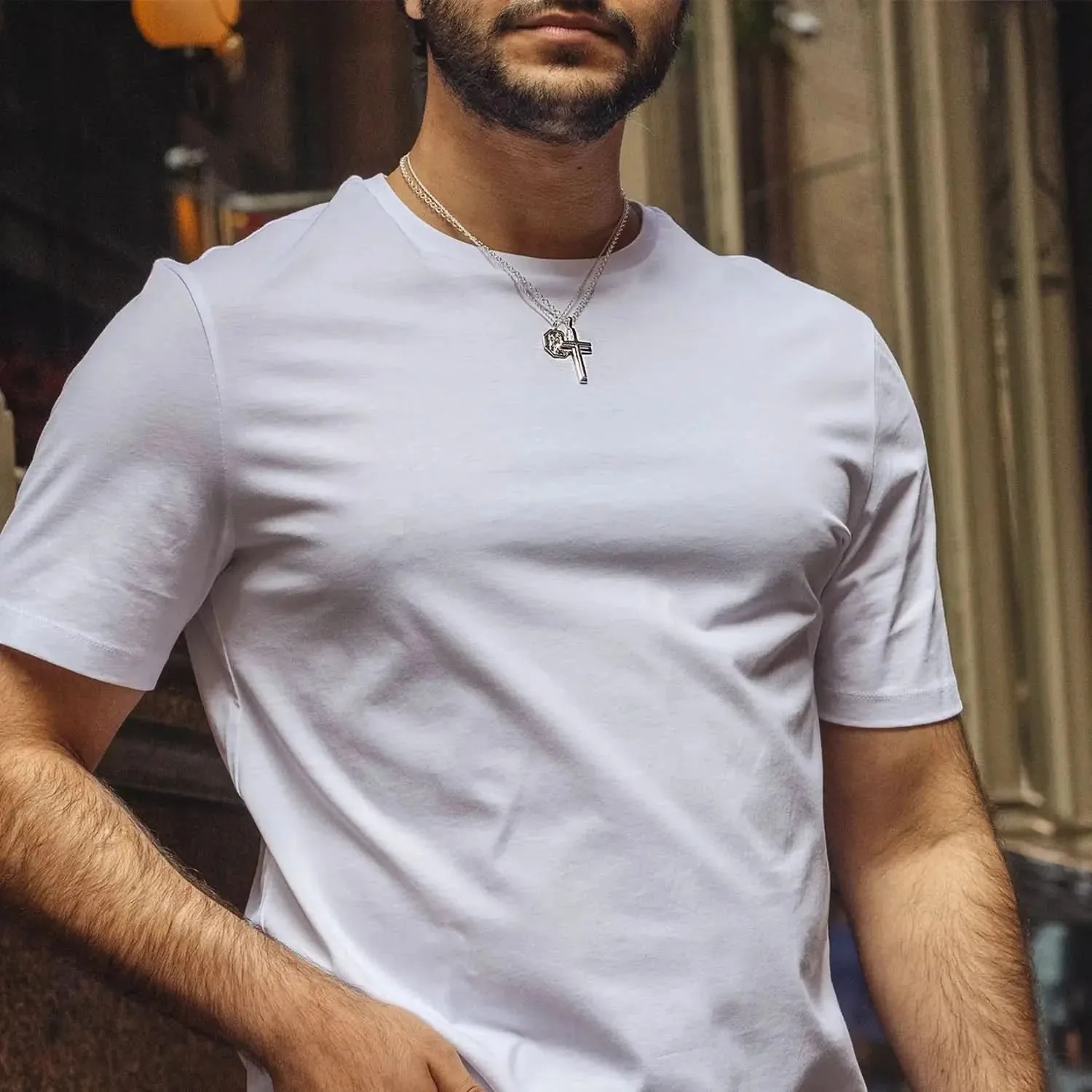 Men's Heavy Silver Cross Necklace