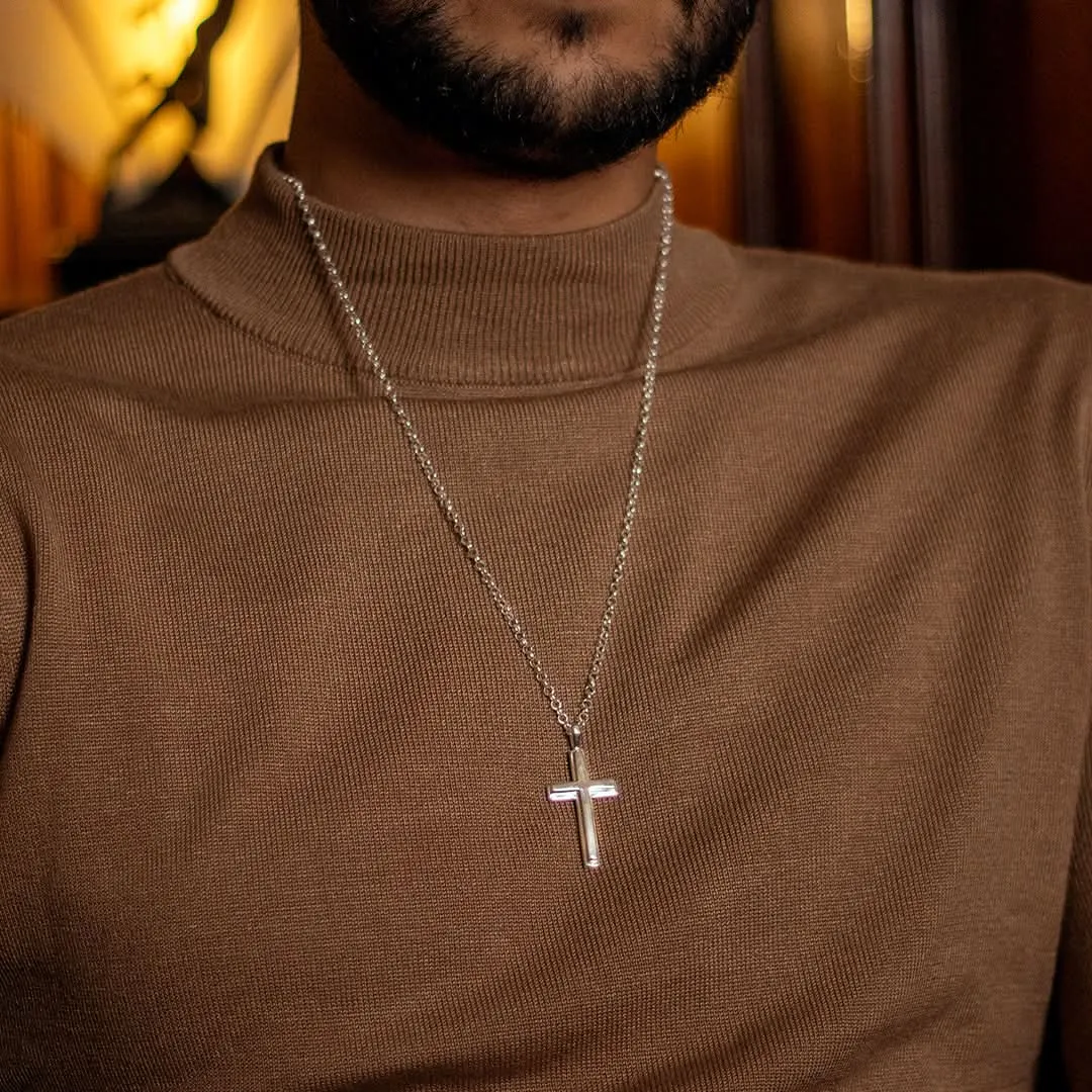 Men's Heavy Silver Cross Necklace
