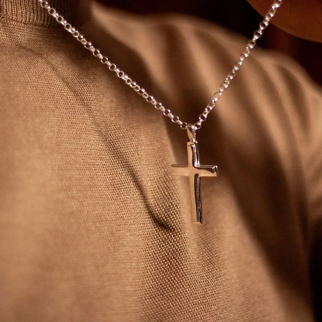 Men's Heavy Silver Cross Necklace