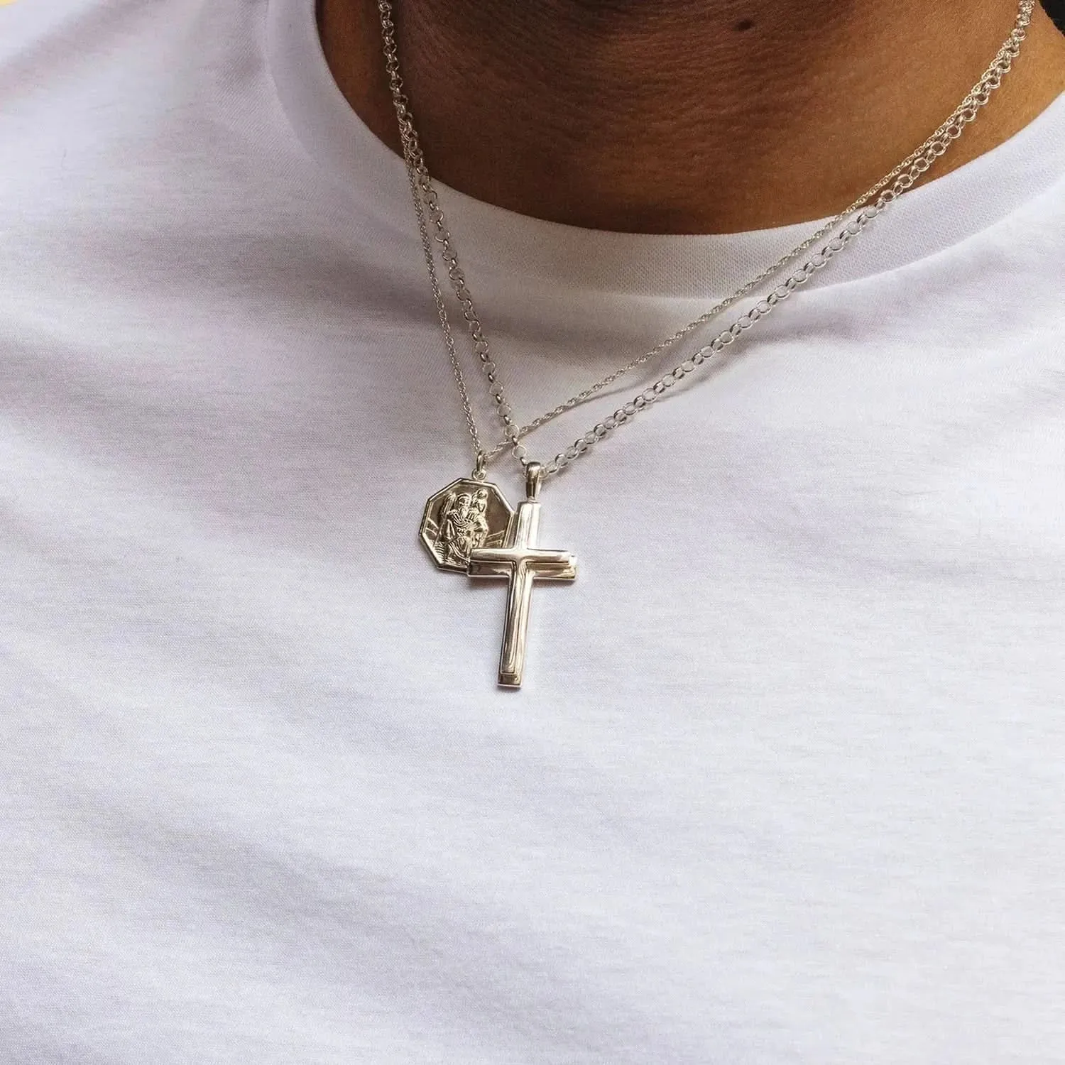 Men's Heavy Silver Cross Necklace