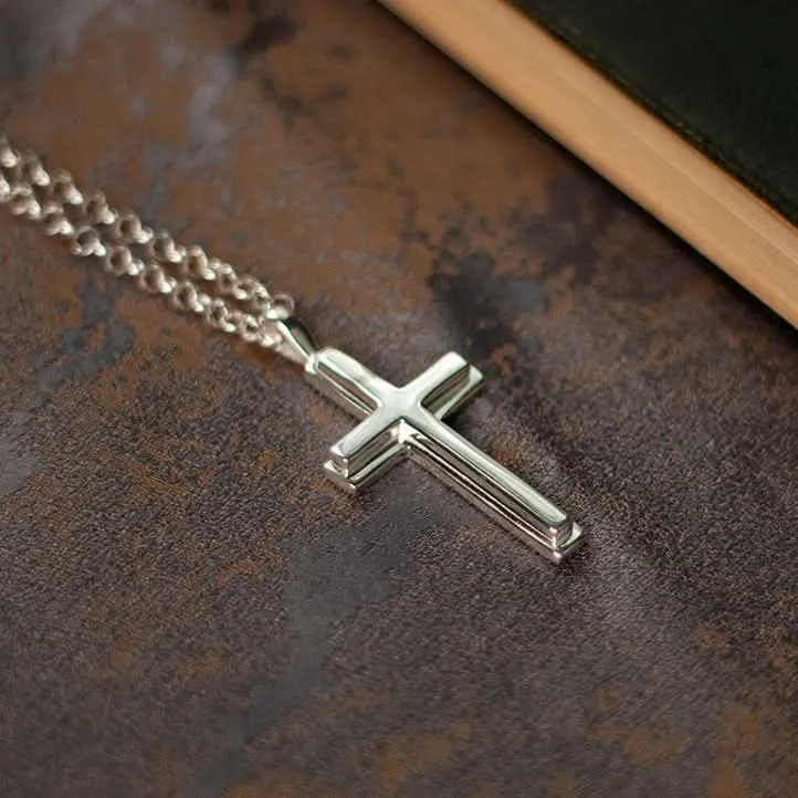Men's Heavy Silver Cross Necklace