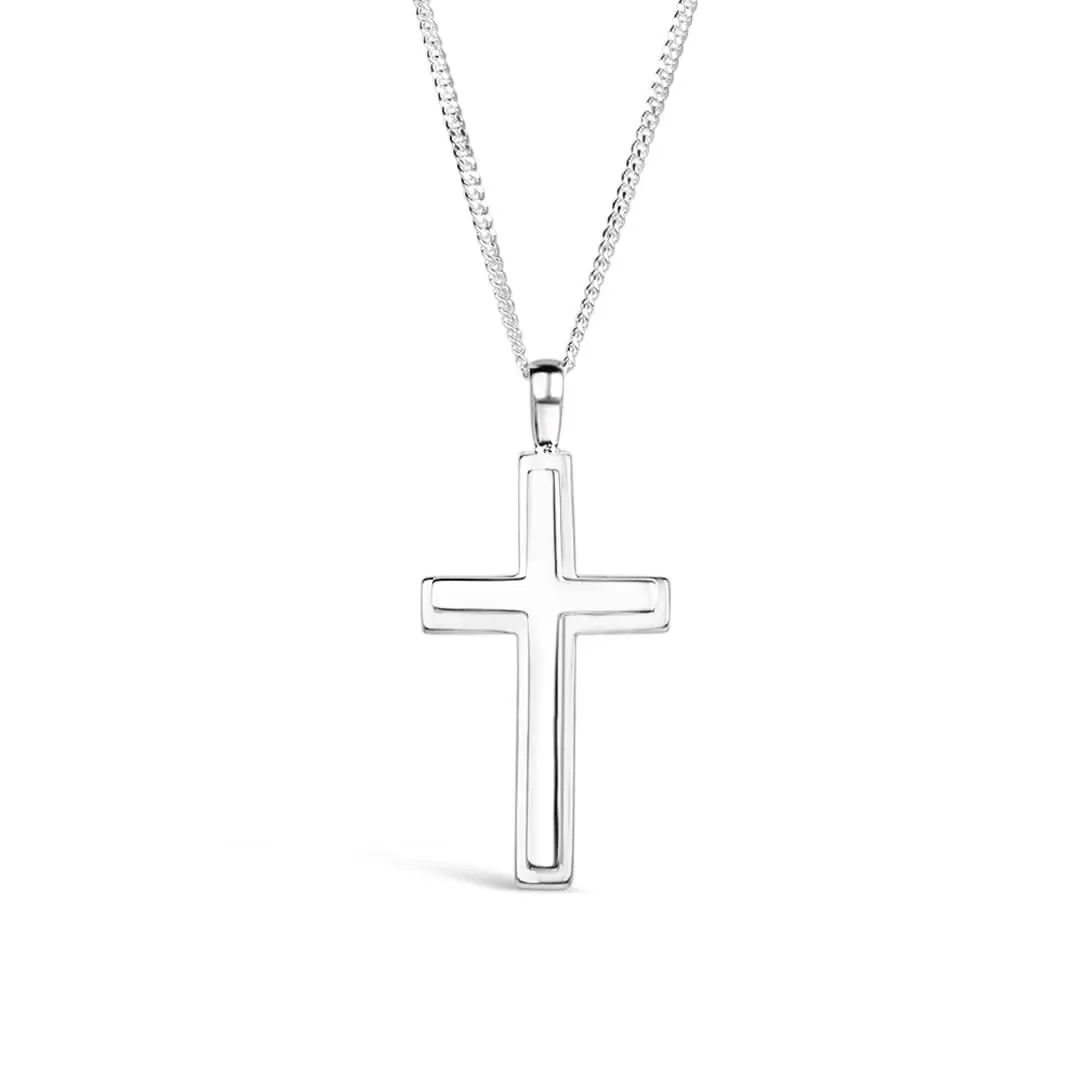 Men's Heavy Silver Cross Necklace