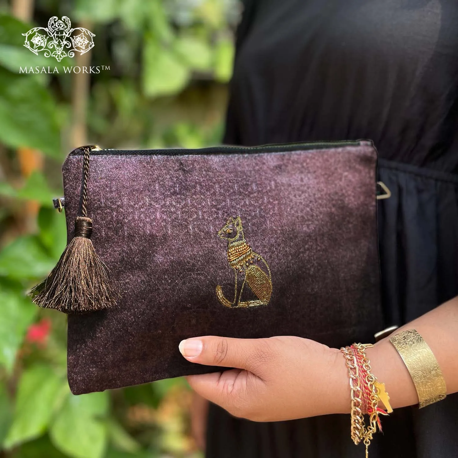 Ornate Cat Party Clutch/Sling Bag