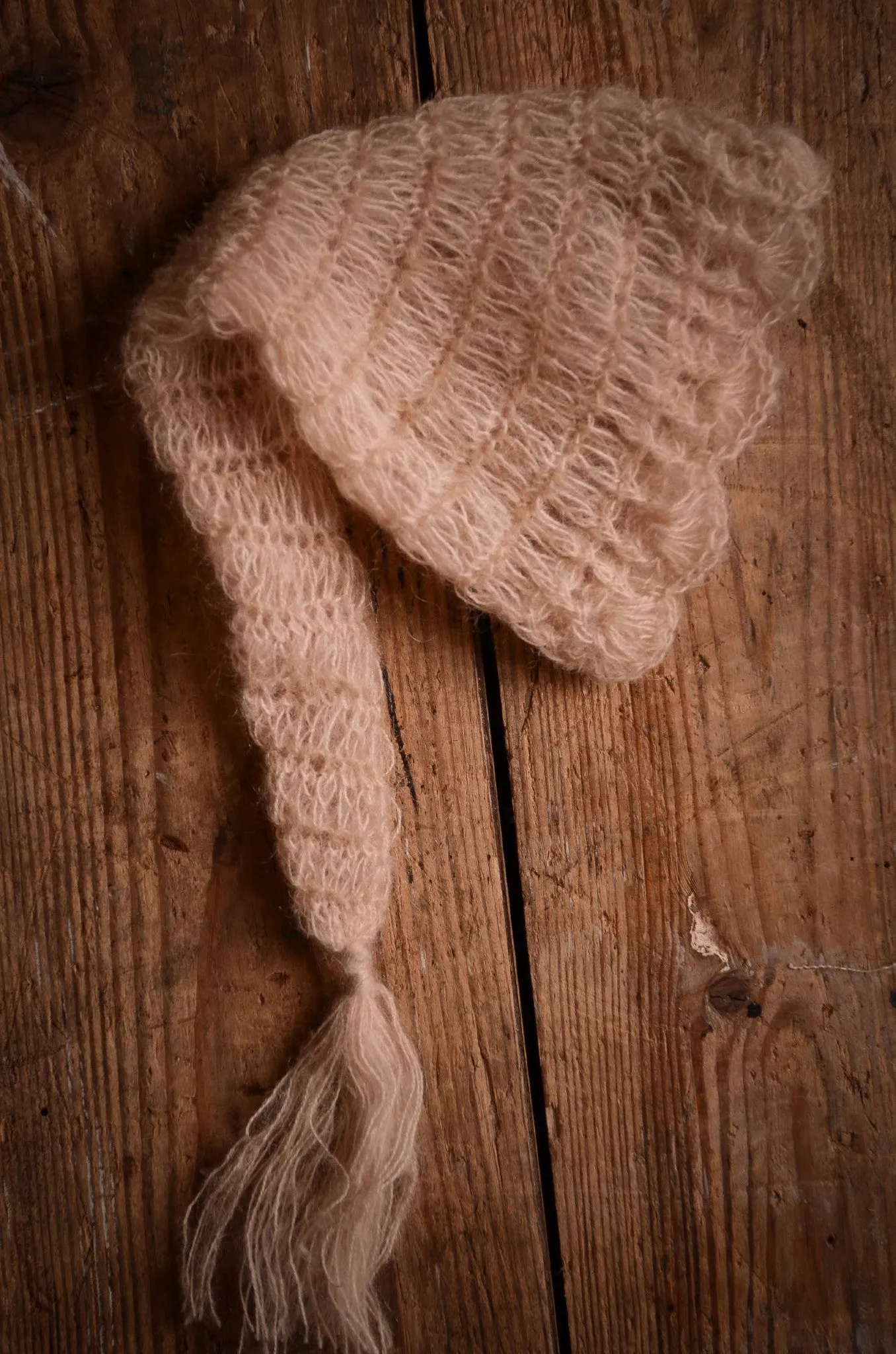 Ornate Mohair Sleeping Hat - Beige