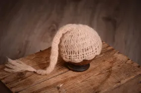 Ornate Mohair Sleeping Hat - Beige