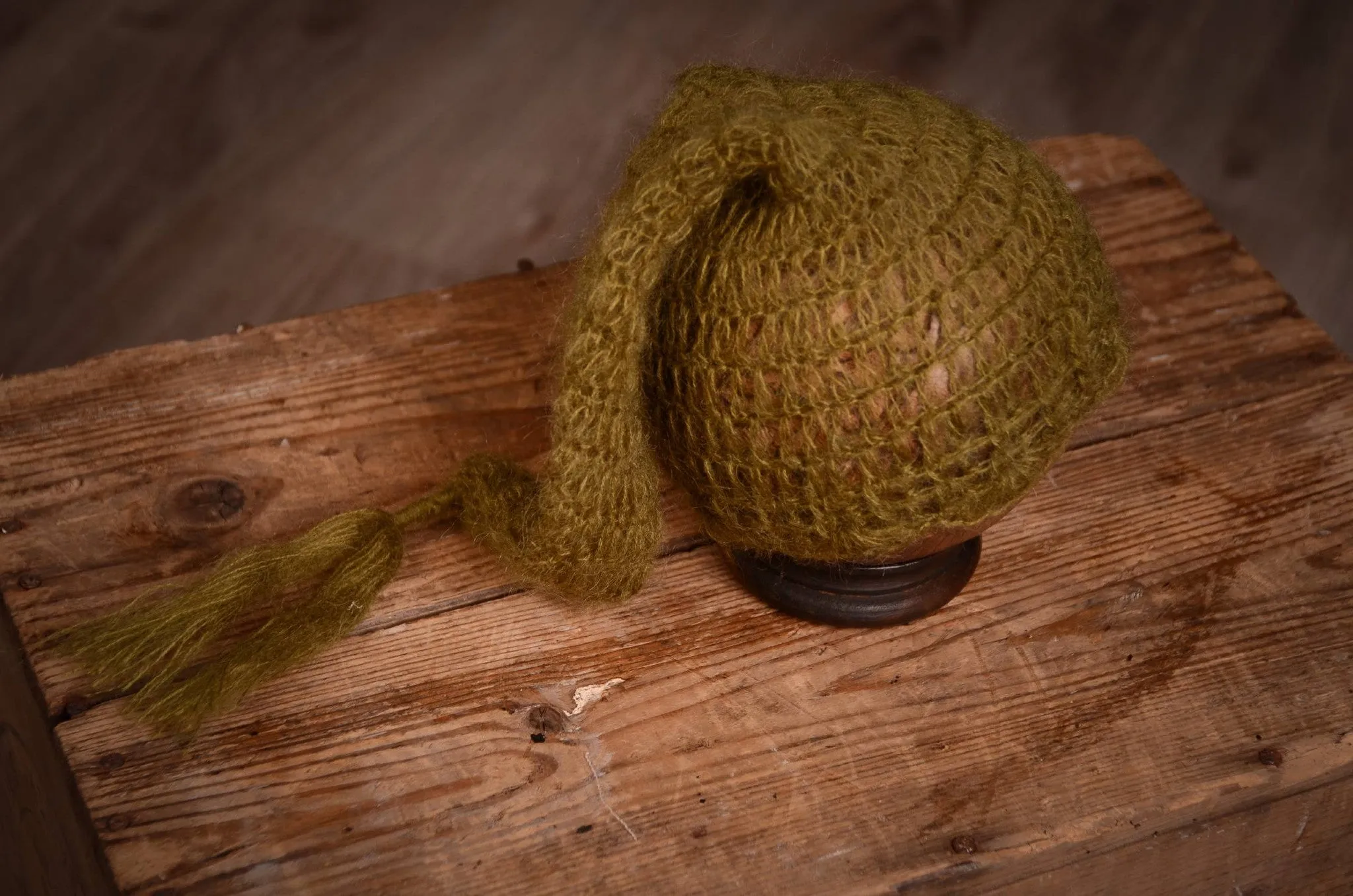 Ornate Mohair Sleeping Hat - Olive